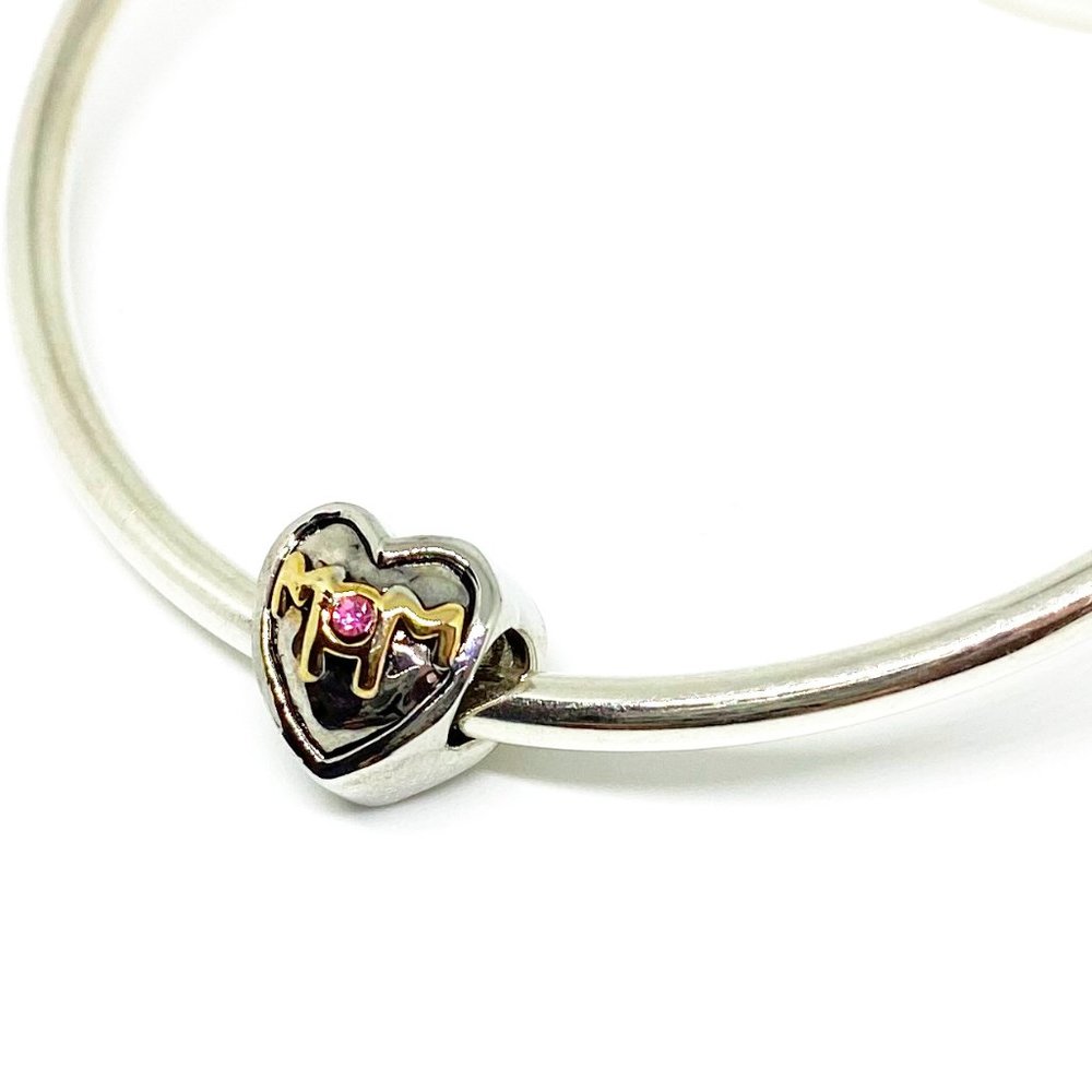 Pugster Silver Heart Gold Plate Mom Bracelet Charm Mother's Day - Fits Pandora
